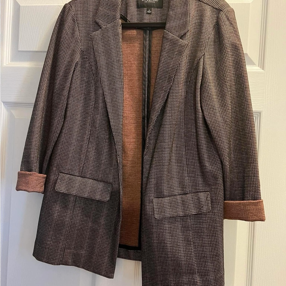 Liverpool Black Blazer with Notched Lapels and Brown Lining